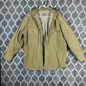 Woolrich Jacket Mens Medium Beige Corduroy Fleece Lined Shacket Workwear